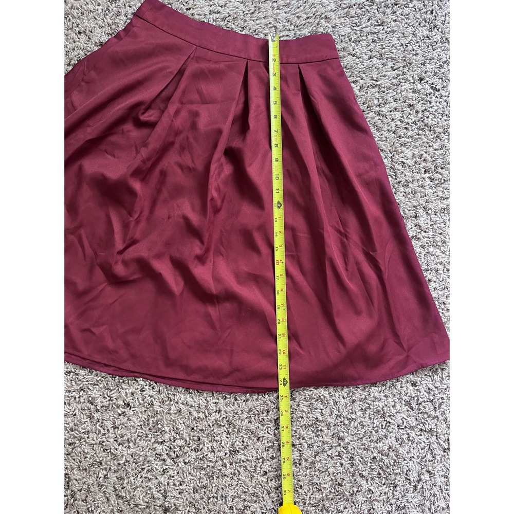 Yige Red Wine Pleated Midi Skirt N002 High Waist A-Line Size 6 NEW - Picture 5 of 6